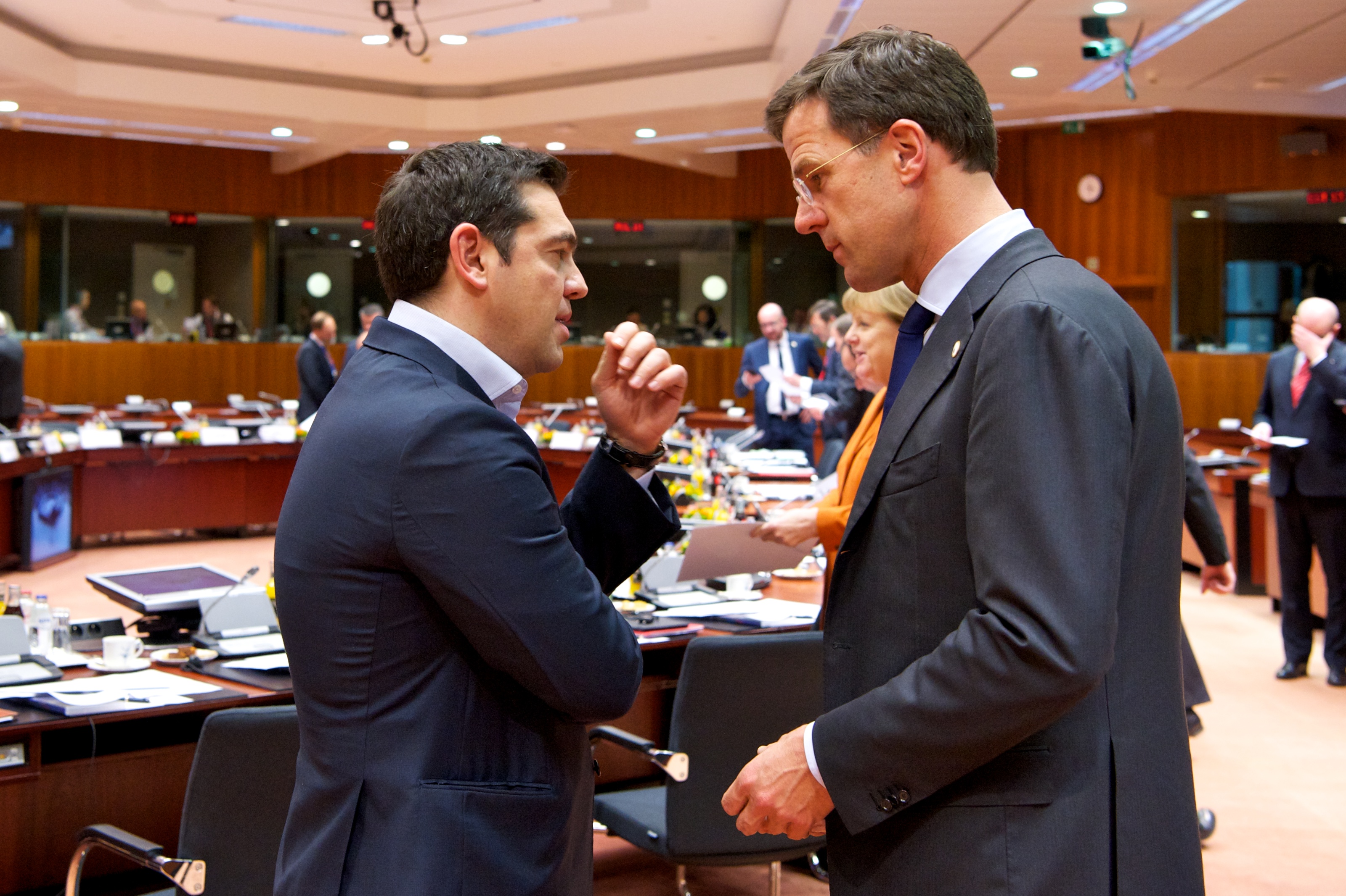 Mark Rutte (right) and Greek prime minister Alexis Tsipras during the meeting. Photo: The European Union