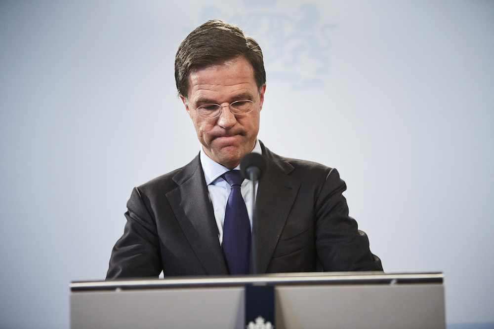 Prime minister Mark Rutte makes a statement after meeting ministers and security officials to discuss the Brussels bombs. Photo: Phil Nijhuis / HH