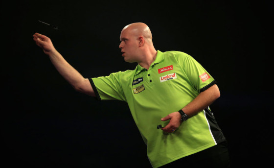 Michael van Gerwen at the end of last year. Photo: John Walton/PA via AP 