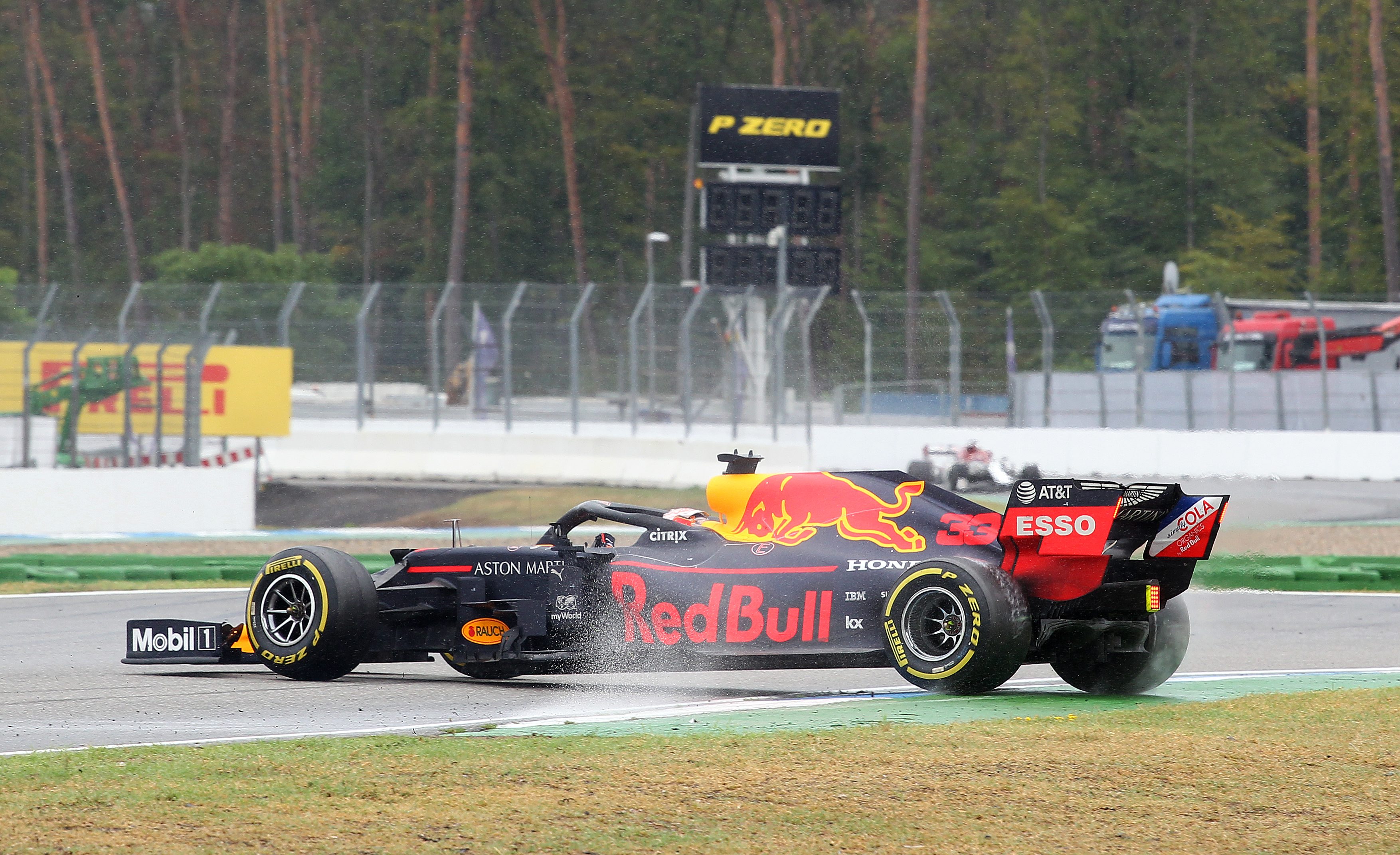 Max Verstappen in his Red Bull car during the Hockenheim Grand Prix of 2019, which he won