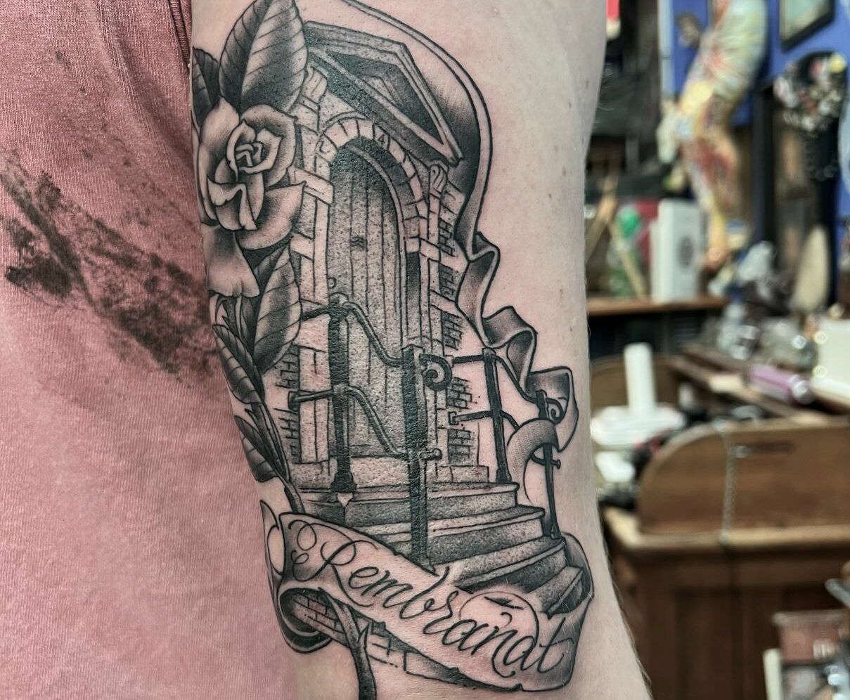 Vintage Karma  Memorial tattoo by our apprentice Tash  She is doing  discounted tattoos so call the shop to schedule  Facebook